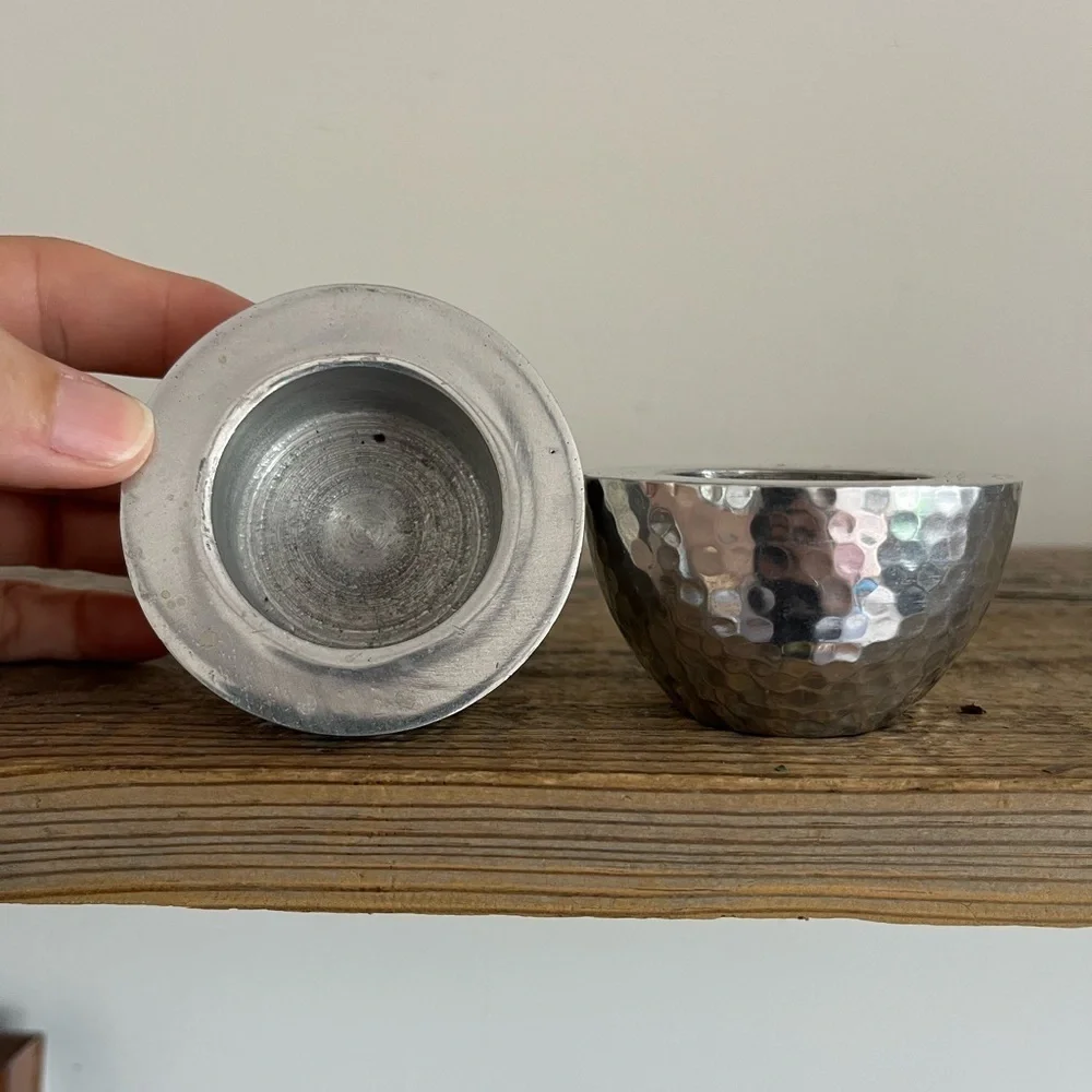 Hammered Pewter Tea Light candle Holders